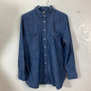 Loft "The Softened "L/S Chambray Button Front Shirt